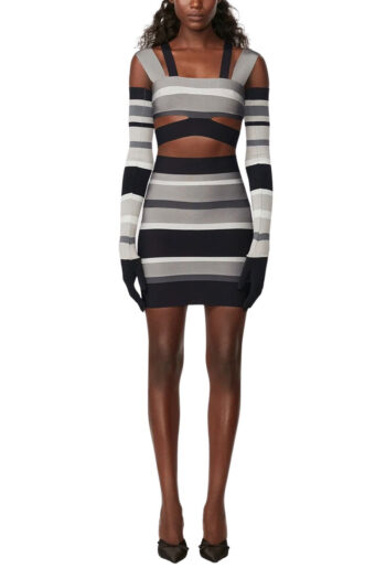 CC 05493 FUSTA BANDAGE STRIPED HERVE LEGER X LAW ROACH GRI MULTI G1