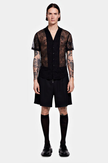 CC 09148 CAMASA LACE CU MANECA SCURTA SLIM FIT LOUIS GABRIEL NOUCHI NEGRU G1
