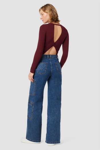 CC 14550 JEANS WELT POCKET CARGO WIDE LEG HUDSON ALBASTRU G2.jpg