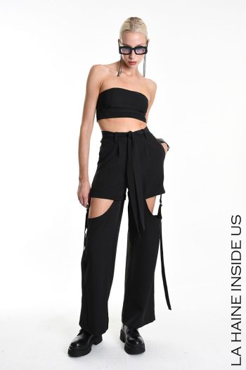 CC 27719 PANTALONI CU DECUPAJE LATERALE LA HAINE INSIDE US NEGRU G1.jpg