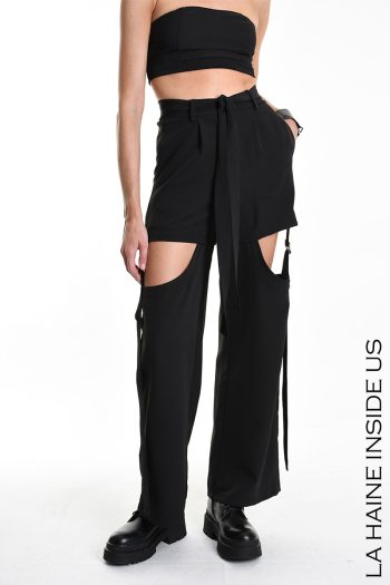 CC 27719 PANTALONI CU DECUPAJE LATERALE LA HAINE INSIDE US NEGRU G2.jpg