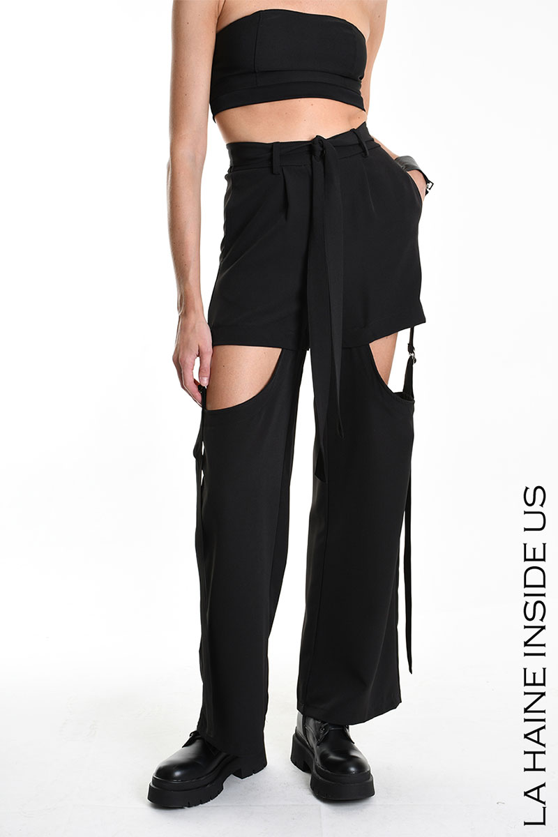 CC 27719 PANTALONI CU DECUPAJE LATERALE LA HAINE INSIDE US NEGRU G2.jpg