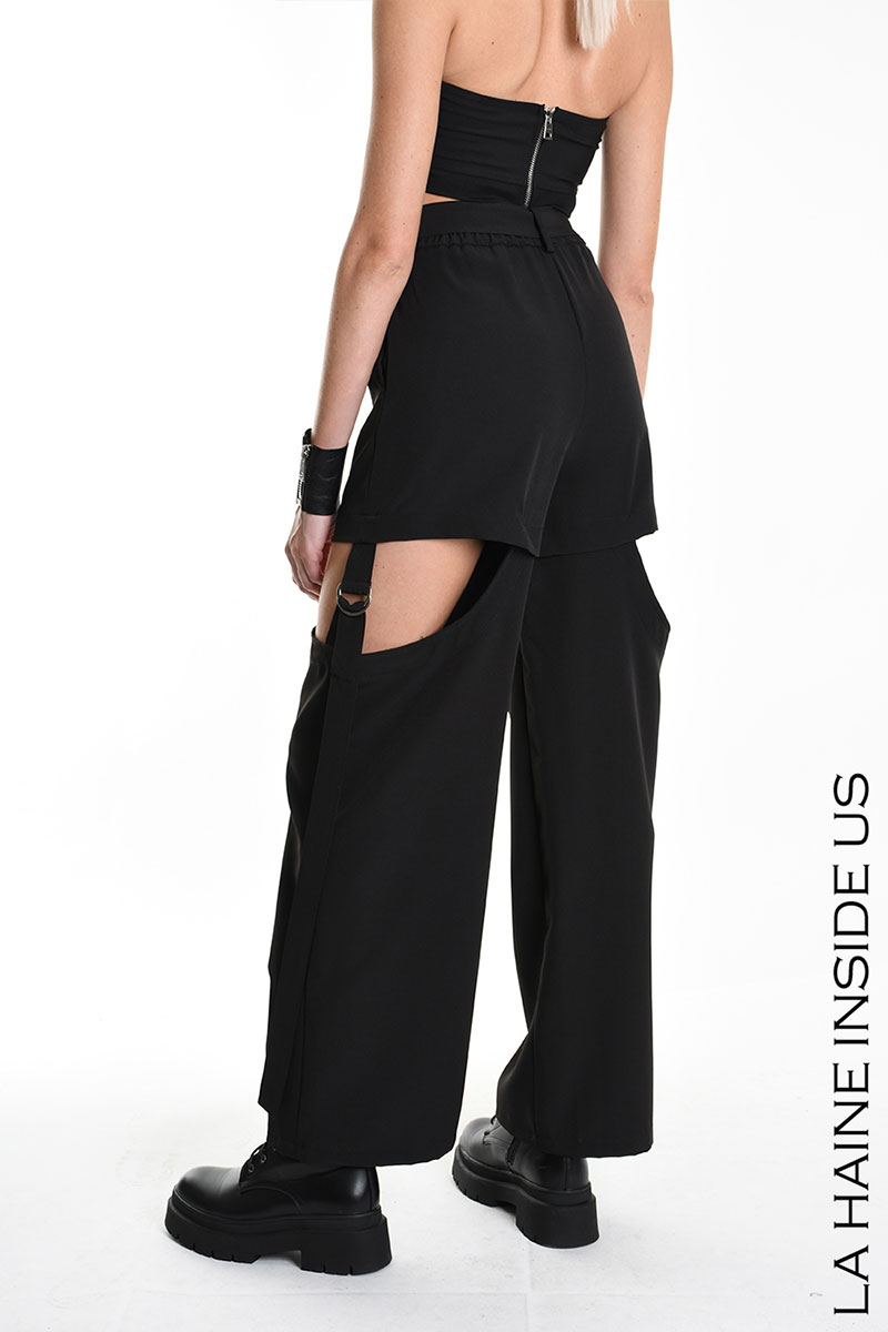 CC 27719 PANTALONI CU DECUPAJE LATERALE LA HAINE INSIDE US NEGRU G3.jpg